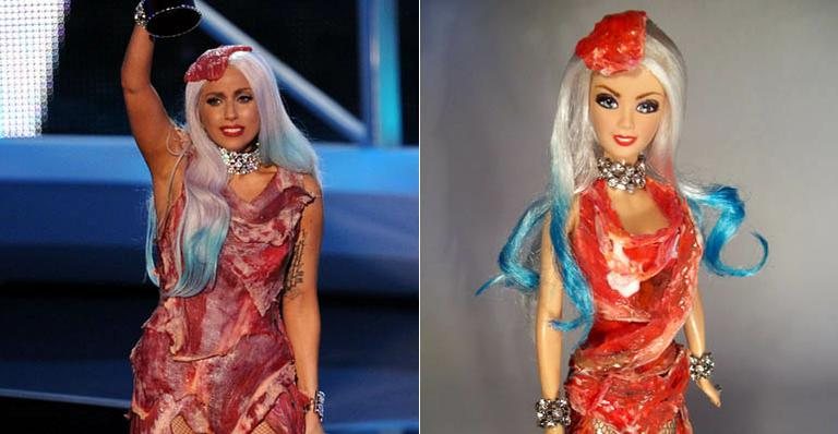 Marcus Baby recria vestido de carne da Gaga - Divulgação/ Getty Images