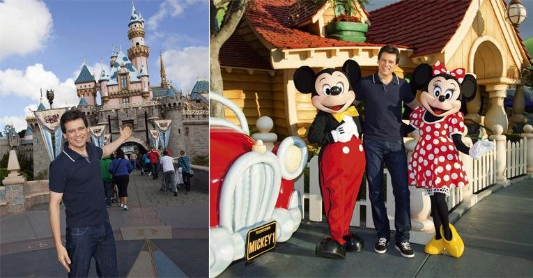 Na mítica Disneyland, em Anaheim, na Califórnia, Portiolli faz graça com Mickey e Minnie e grava
matéria para o programa semanal que tem no SBT. - Paul Hiffmeyer/Disneyland