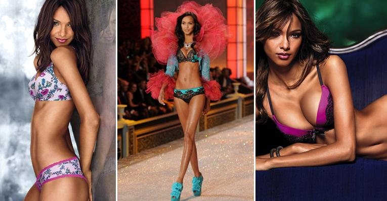 A top Lais Ribeiro torce o pé antes do desfile da Victoria's Secret - Foto-Montagem