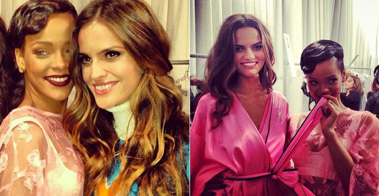 Izabel Goulart e Bárbara Fialho com Rihanna - Reprodução / Twitter