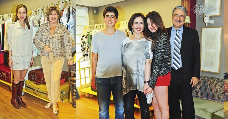 Paola de Orleans e Bragança e Silvia Poppovic conferem inauguração de flagship especializada em camisetas, em SP. Claudia ganha o carinho dos filhos, João e Helena, e do amado, Johnny. - João Passos