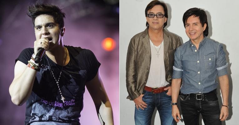 Luan Santana parabeniza a dupla Chitãozinho e Xororó pela vitória no Grammy Latino 2012 - TV Globo/Fabio Miranda