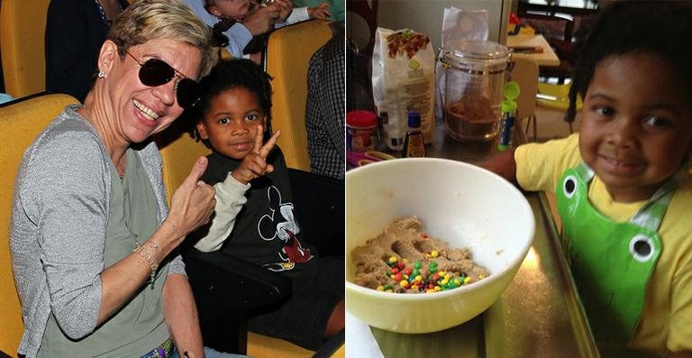 Astrid Fontenelle faz cookies com o filho, Gabriel - Manuela Scarpa / Foto Rio News; Reprodução / Instagram