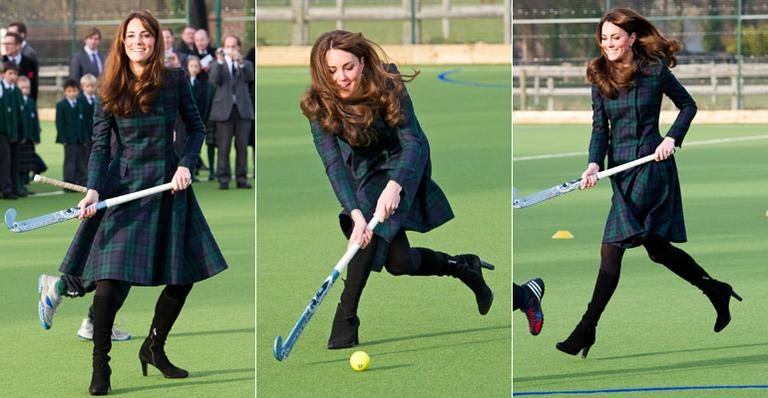 Kate Middleton joga hóquei em escola britânica - Getty Images