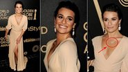 Lea Michele esqueceu de espalhar a base pelo peitoral - Getty Images