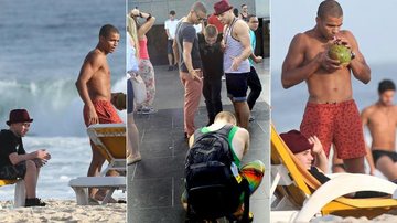 Rocco e Brahim Zaibat, filho e namorado de Madonna, na praia de Ipanema e no Cristo Redentor - Gabriel Reis / AgNews; Roberto Cristino / Foto Rio News