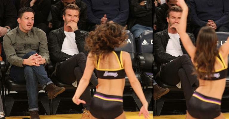 Em jogo do Los Angeles Lakers, David Beckham aprecia dançarinas - Splash News splashnews.com