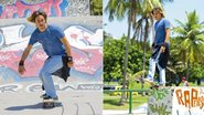 Na pista de skate do Aterro do Flamengo, Rio, o jovem e belo ator mostra habilidade no esporte.
Empolgado, ele conta que se entrega totalmente quando gosta de algo. - Cadu Pilotto