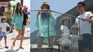 Com os filhos Oliver e Mia,Michelle passeia na orla de Ipanema. Na sacada do hotel, no mesmo bairro,
ao lado das crianças e do marido, Guy, a top, que mora em L.A., fotografa a vista. - Agnews