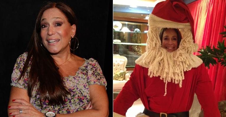 Susana Vieira se diverte em painel de Papai Noel - Foto Montagem