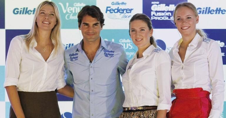 Maria Sharapova, Roger Federer, Victoria Azarenka e Caroline Wozniacki, em SP. - Getty Images