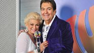 Hebe Camargo e Fausto Silva na entrega do Troféu Mário Lago em 2010 - TV Globo