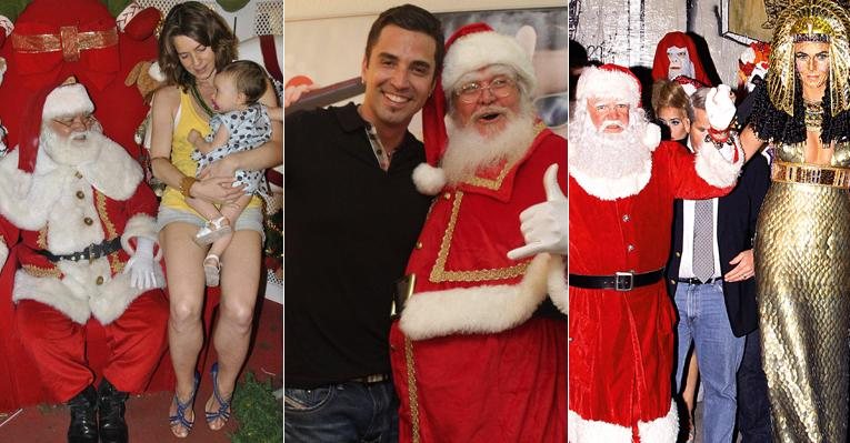 Famosos se divertem com o Papai Noel - Foto Montagem