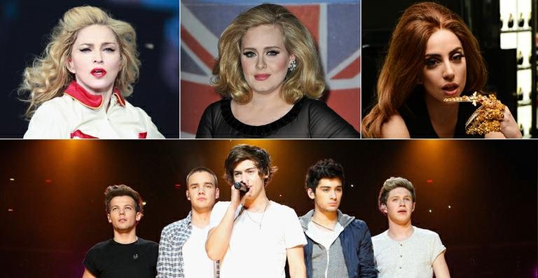 Madonna, Adele, One Direction e outros artistas se destacam no ranking anual da Billboard - Getty Images