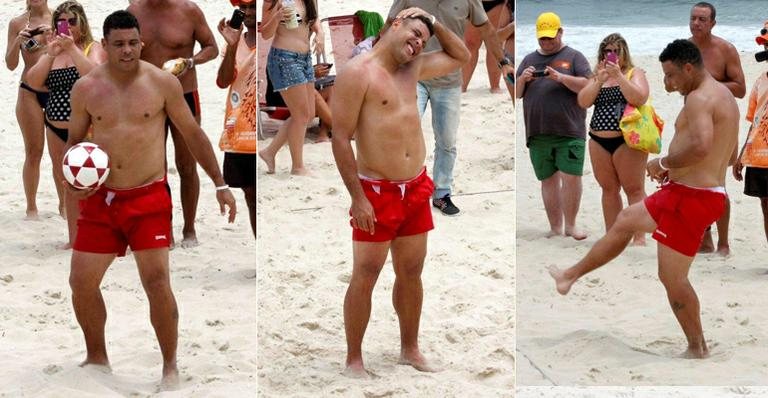 Ronaldo joga futevôlei no Leblon, Rio de Janeiro - J. Humberto / AgNews