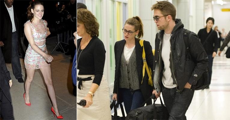 A ousadia na transparência do vestido da estrela chama atenção em première. Discreta com Rob ao desembarcar no aeroporto de NY. - Jackson Lee/Splash News