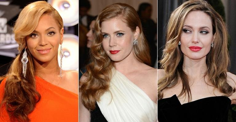 O penteado lateral de Beyoncé e o batom vermelho de Amy Adams e Angelina Jolie são apostas clássicas - Getty Images