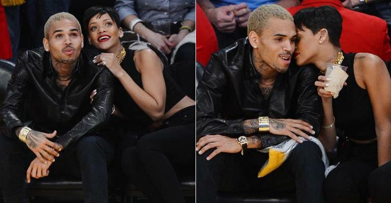 Chris Brown e Rihanna no jogo do Los Angeles Lakers - Grosby Group