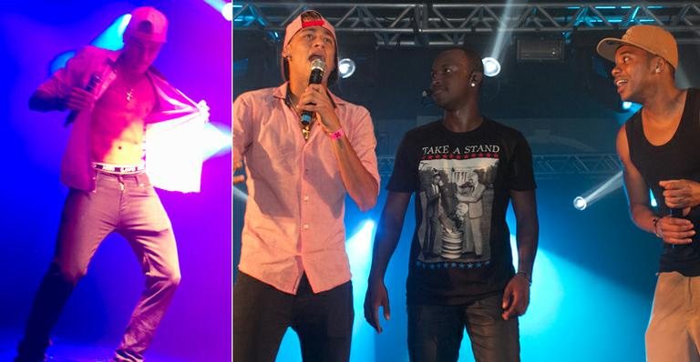 Neymar e Robinho fazem a festa no show de Thiaguinho em Santa Catarina - Otávio Silva/Divulgação