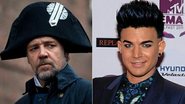 Russel Crowe em 'Os Miseráveis' e Adam Lambert - Divulgação/ Getty Images