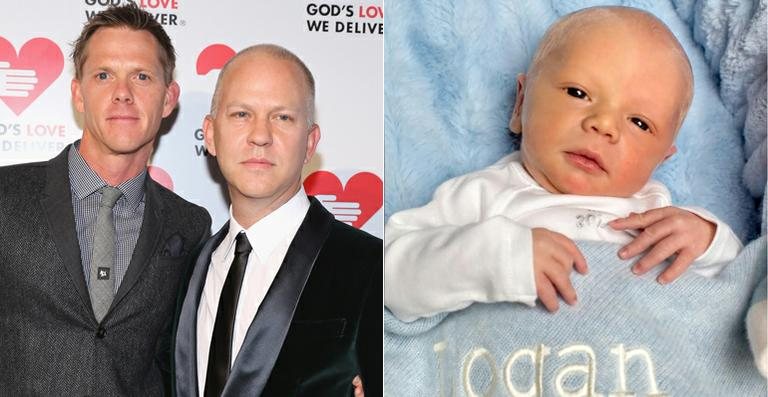 David Miller e Ryan Murphy; o filho do casal, Logan - Getty Images; Reprodução / Twitter