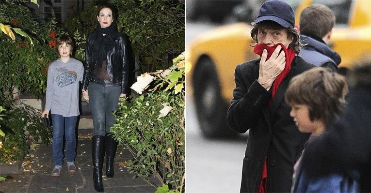 De mãos dadas com Lucas, Luciana deixa sua casa em Nova York para aplaudir Mick. Dias após o show, o roqueiro e Lucas visitam o Museu de História Natural, localizado no Central Park. - Splash News