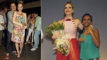 Após a encenação, Ronaldo Braga cobre de carinho a mulher e estrela da peça.Atriz, que interpreta uma palestrante que dá dicas para uma vida melhor na peça cômica, em cartaz até março, se emociona ao receber um buquê da herdeira, Maria Gabriela. - Ivan Faria