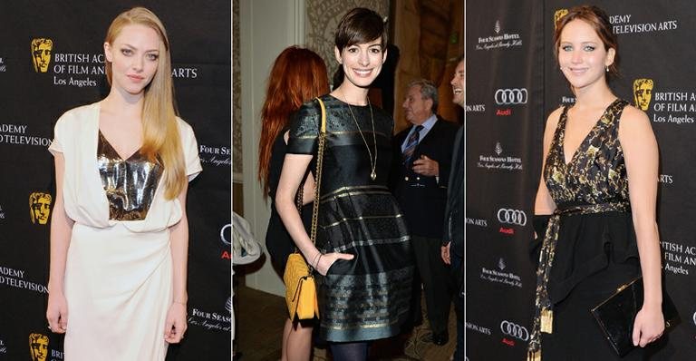 Amanda Seyfried, Anne Hathaway e Jennifer Lawrence em festa do Bafta em Los Angeles - Getty Images