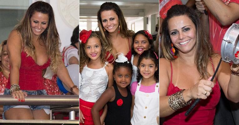 A rainha de bateria Viviane Araújo se diverte em feijoada na quadra da escola de samba Acadêmicos do Salgueiro - Alex Nunes/Divulgação