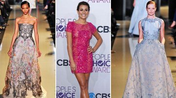 Elegância e feminilidade das criações de Elie Saab já conquistaram atrizes como Lea Michele - Foto-montagem