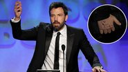 Ben Affleck e, no detalhe, o recado fofo das filhas Violet e Seraphina em sua mão direita - Getty Images