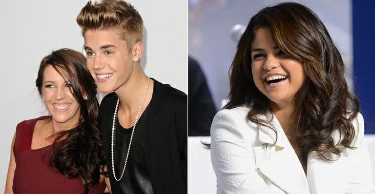 Justin Bieber com a mãe, Pattie Mallette, e Selena Gomez - Getty Images