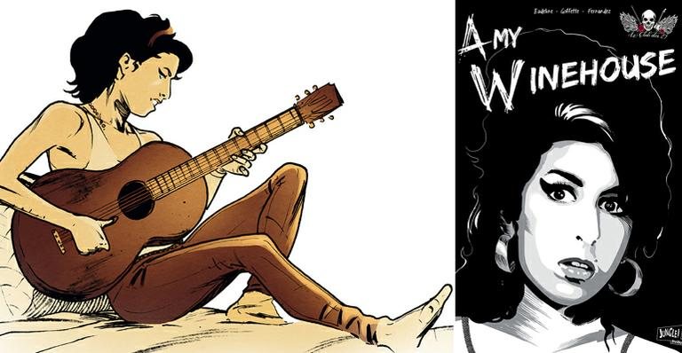 Capa e ilustração da HQ brasileira sobre Amy Winehouse - Divulgação