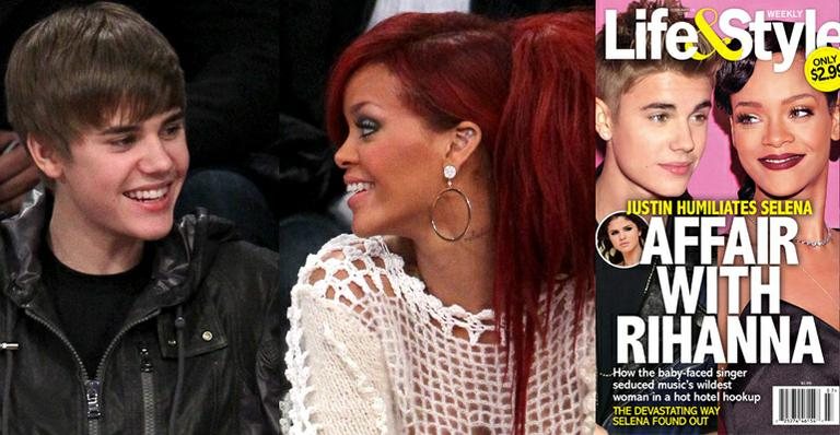 Justin Bieber, Rihanna e a capa da 'Life & Style' desta semana - Getty Images e Reprodução