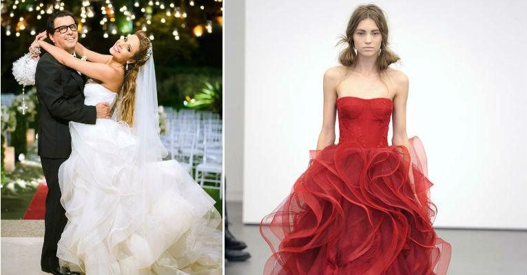 Renata Dominguez usou um vestido de Vera Wang em seu casamento. Um modelo bem parecido fez parte do desfile da estilista na semana de moda de noivas em 2012 - Márcio Madeira