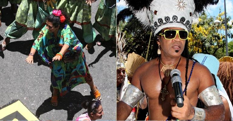 Regina Casé faz coreografia em bloco de Carlinhos Brown na Bahia - Wallace Barbosa e Gabriel Rangel / AgNews