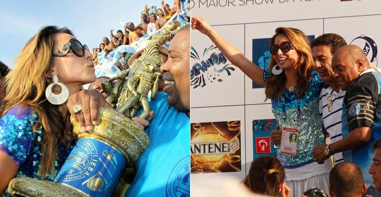 Sabrina Sato festeja a vitória da Vila Isabel no carnaval 2013 - Graça Paes e Marcos Ferreira / Foto Rio News