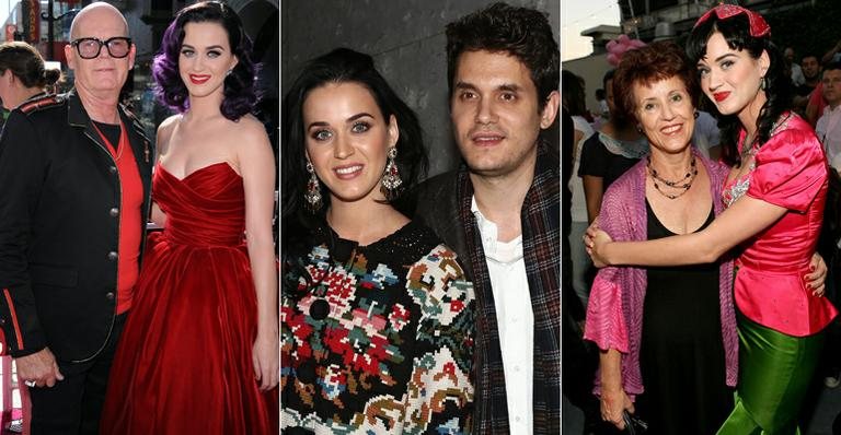 Katy Perry com o pai, Keith Hudson, o namorado, John Mayer, e a mãe, Mary Hudson - Getty Images