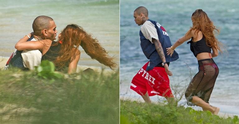 Rihanna e Chris Brown namoram em praia no Havaí no aniversário dela - Splash News