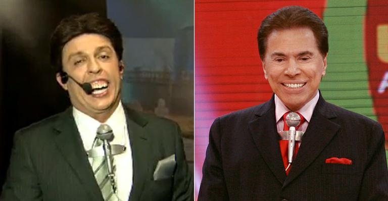 Wellington Muniz, o Ceará, em imitação de Silvio Santos no último domingo, 17, no Pânico na Band - Reprodução/Band e Divulgação/SBT