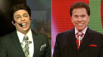 Wellington Muniz, o Ceará, em imitação de Silvio Santos no último domingo, 17, no Pânico na Band - Reprodução/Band e Divulgação/SBT