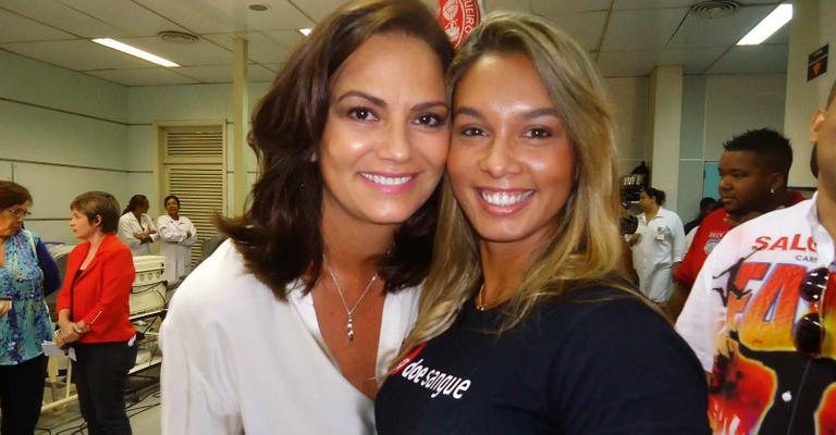 Luiza Brunet e a personal trainer Milena Nogueira incentivam doação de sangue no Hemocentro, no Rio. - -