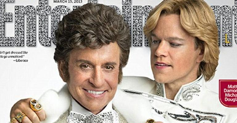 Michael Douglas e Matt Damon na capa da 'Entertainment Weekly', caracterizados como Liberace e Scott Thorson - Reprodução