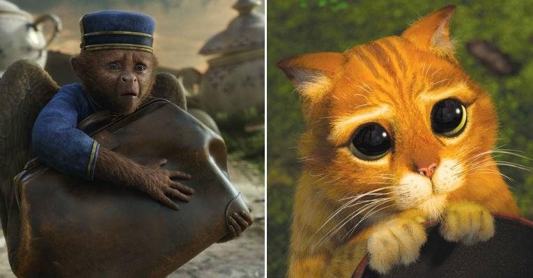 Finley, de "Oz: Mágico e Poderoso", tem tudo para entrar na lista de animaizinhos mais fofos do cinema! Gato de Botas é um dos mais ilustres da turma. Confira! - Foto-montagem