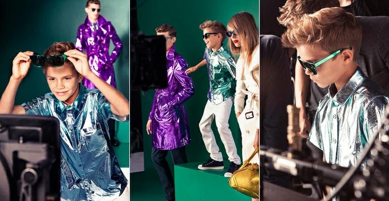 Romeo Beckham nos bastidores da campanha da grife Burberry - Reprodução / Facebook