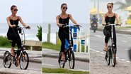 Fernanda de Freitas pedala na orla da Barra da Tijuca para manter a forma - Dilson Silva/Agnews