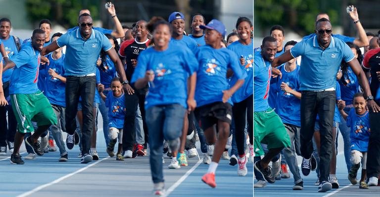 Usain Bolt durante sua visita ao projeto social Futuro Olímpico, no Rio de Janeiro - Reuters