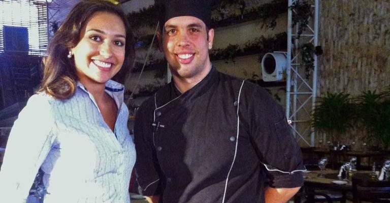 A apresentadora Renata Maron grava com o chef Saulo Santana para seu programa para o Canal Rural, em SP. - -