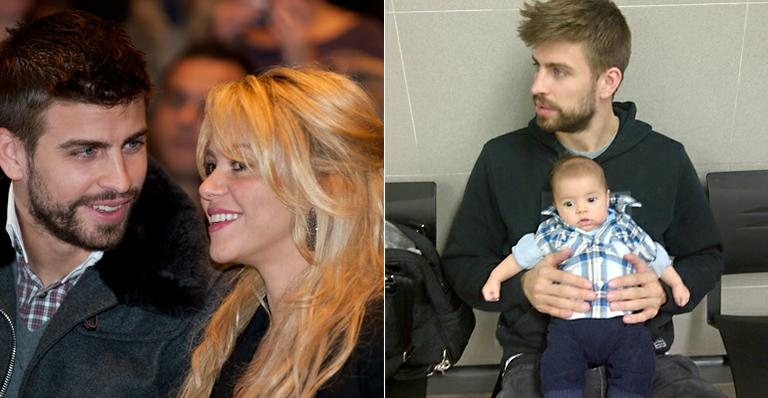 Gerard Piqué com Shakira e com Milan - Splash News; Reprodução / Facebook