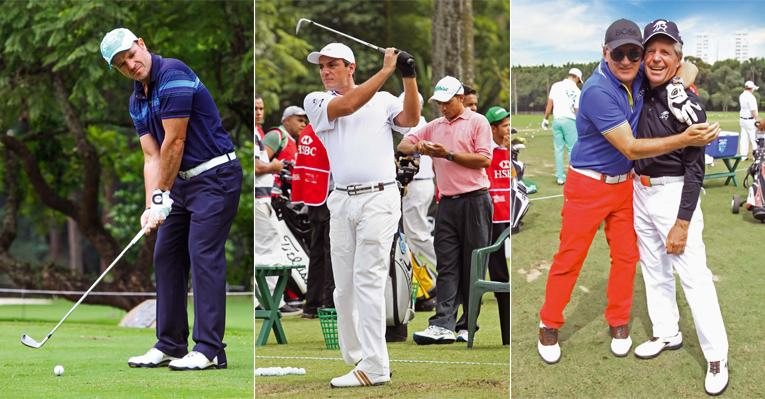 EEm SP, Rubense Rodrigo jogam golfe e esbanjam talento no green. Otavio e o fera do esporte Gary. - Manuela Scarpa